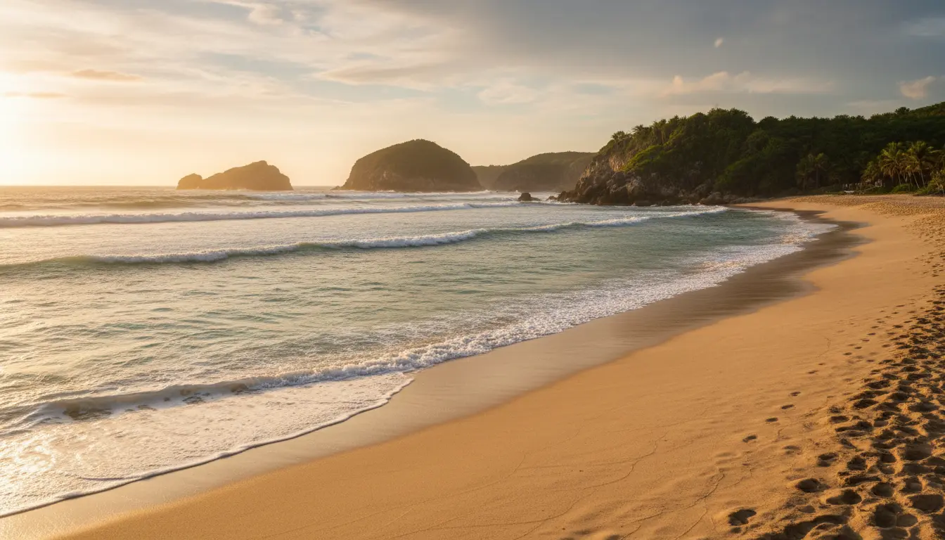 Serene Mexican coastline at golden hour